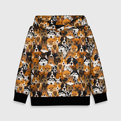 Толстовка-худи детская Разные Собаки, цвет: 3D-черный
