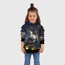 Толстовка-худи детская Сяо Xiao Genshin Impact, цвет: 3D-черный — фото 2