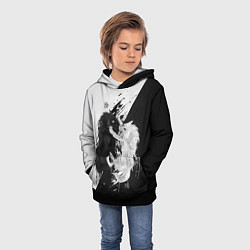 Толстовка-худи детская ИНЬ ЯНЬ ВОЛКИ ЧЁРНО БЕЛЫЙ, цвет: 3D-черный — фото 2