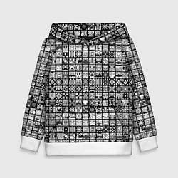 Толстовка-худи детская Geometry Dash: BW Pattern, цвет: 3D-белый