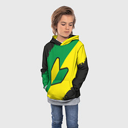Толстовка-худи детская JDM GREEN YELLOW LOGO, цвет: 3D-меланж — фото 2