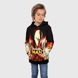 Толстовка-худи детская Огненный Сайтама One Punch-Man, цвет: 3D-черный — фото 2