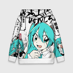 Толстовка-худи детская Hatsune Miku Vocaloid, цвет: 3D-белый