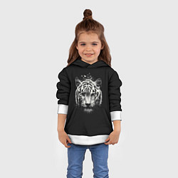 Толстовка-худи детская Черно-Белый Тигр Head, цвет: 3D-белый — фото 2