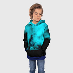 Толстовка-худи детская Мэттью Беллами бирюзовый туман Muse, цвет: 3D-синий — фото 2