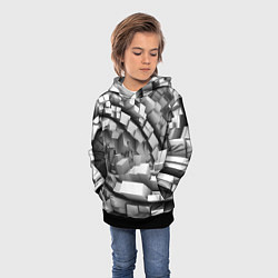 Толстовка-худи детская Геометрическая объёмная абстракция, цвет: 3D-черный — фото 2