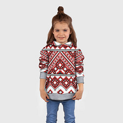 Толстовка-худи детская Русский узор, геометрическая вышивка, цвет: 3D-меланж — фото 2
