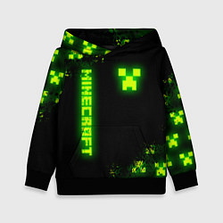 Толстовка-худи детская MINECRAFT NEON LOGO CREEPER, цвет: 3D-черный