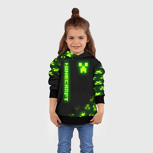 Детская толстовка MINECRAFT NEON LOGO CREEPER / 3D-Черный – фото 4