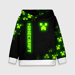 Толстовка-худи детская MINECRAFT NEON LOGO CREEPER, цвет: 3D-белый