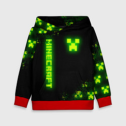 Толстовка-худи детская MINECRAFT NEON LOGO CREEPER, цвет: 3D-красный
