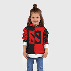Толстовка-худи детская DOTA 2 БРЫЗГИ КРАСОК, КРАСНО ЧЁРНЫЙ ЛОГО, цвет: 3D-белый — фото 2