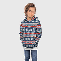 Толстовка-худи детская Knitted Christmas Pattern, цвет: 3D-белый — фото 2
