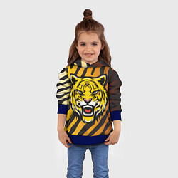Толстовка-худи детская Рычащий тигр голова, цвет: 3D-синий — фото 2