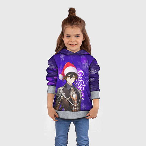 Детская толстовка НОВОГОДНИЙ GENSHIN IMPACT, ЧЖУН ЛИ / 3D-Меланж – фото 4