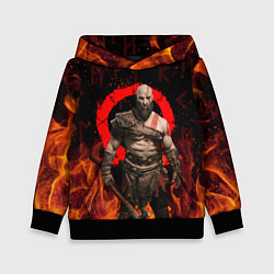 Толстовка-худи детская GOD OF WAR РАГНАРЁК, КРАТОС В ОГНЕ, цвет: 3D-черный