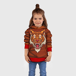 Толстовка-худи детская Тигр Evil, цвет: 3D-красный — фото 2