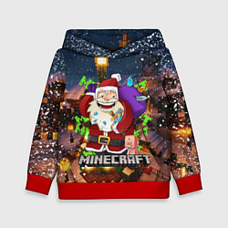 Толстовка-худи детская НОВОГОДНЯЯ ЁЛКА В МАЙНКРАФТ SANTA CLAUS, цвет: 3D-красный
