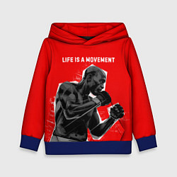 Толстовка-худи детская Life is a movement, цвет: 3D-синий