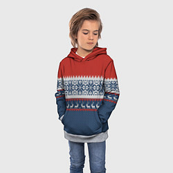 Толстовка-худи детская НОВОГОДНИЙ УЗОР С ОЛЕНЯМИ, цвет: 3D-меланж — фото 2