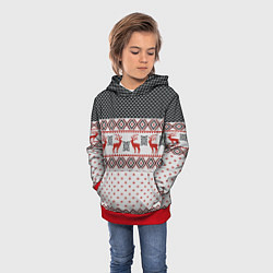 Толстовка-худи детская НОВОГОДНИЙ УЗОР, цвет: 3D-красный — фото 2
