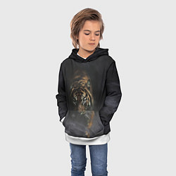 Толстовка-худи детская Тигр в тумане, цвет: 3D-белый — фото 2