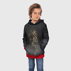 Толстовка-худи детская Тигр в тумане, цвет: 3D-красный — фото 2