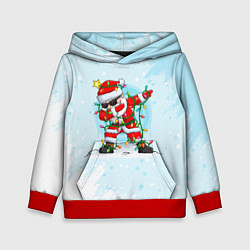 Толстовка-худи детская Santa Dabbing в гирлянде, цвет: 3D-красный