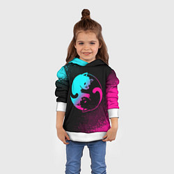 Толстовка-худи детская ИНЬ ЯНЬ НЕОНОВЫЕ КОТИКИ, цвет: 3D-белый — фото 2