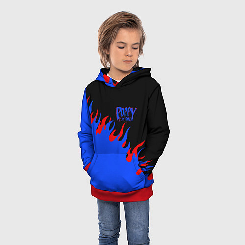 Детская толстовка ХАГИ ВАГИ СИНЕЕ ПЛАМЯ ЛОГО / 3D-Красный – фото 3