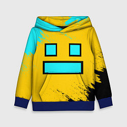 Толстовка-худи детская GEOMETRY DASH SMILE БРЫЗГИ КРАСОК, цвет: 3D-синий