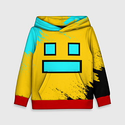 Толстовка-худи детская GEOMETRY DASH SMILE БРЫЗГИ КРАСОК, цвет: 3D-красный