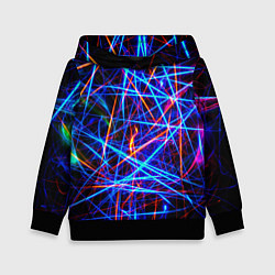 Толстовка-худи детская NEON LINES Glowing Lines Effect, цвет: 3D-черный
