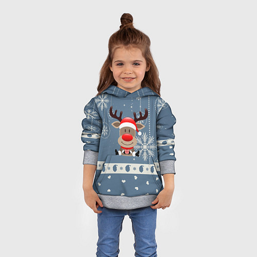 Детская толстовка New Years Deer / 3D-Меланж – фото 4