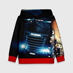 Толстовка-худи детская SCANIA Дальнобой 2022, цвет: 3D-красный