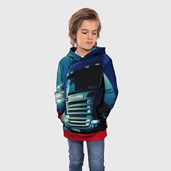 Толстовка-худи детская SCANIA Дальнобой 2022, цвет: 3D-красный — фото 2