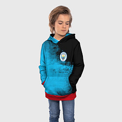 Толстовка-худи детская Manchester City голубая форма, цвет: 3D-красный — фото 2
