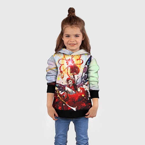 Детская толстовка Кли с крыльями при взрыве Genshin Impact / 3D-Черный – фото 4