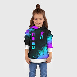 Толстовка-худи детская CS GO NEON SYMBOL STYLE SKIN КС ГО НЕОН, цвет: 3D-белый — фото 2
