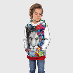 Толстовка-худи детская Лев - сильный взгляд, цвет: 3D-красный — фото 2