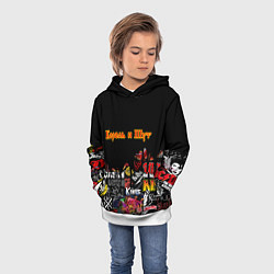 Толстовка-худи детская КОРОЛЬ И ШУТ ЛОГОТИПЫ РОК ГРУПП, цвет: 3D-белый — фото 2