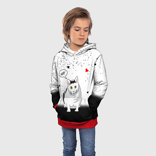 Детская толстовка CAT LOVE / 3D-Красный – фото 3