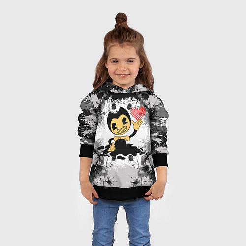 Детская толстовка BENDY LOVE БЕНДИ С СЕРДЦЕМ / 3D-Черный – фото 4