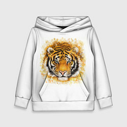 Толстовка-худи детская Дикий Тигр Wild Tiger, цвет: 3D-белый