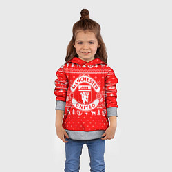 Толстовка-худи детская FC Manchester United: Новогодний узор, цвет: 3D-меланж — фото 2