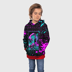 Толстовка-худи детская НЕОНОВЫЕ ВОЛНЫ НЕОН ЯПОНИЯ КАНАГАВА, цвет: 3D-красный — фото 2