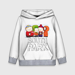 Толстовка-худи детская South Park - Южный парк Кенни, Кайл, Стэн и Эрик, цвет: 3D-меланж