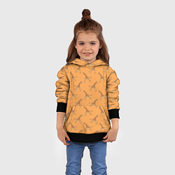 Толстовка-худи детская Жирафы паттерн, цвет: 3D-черный — фото 2