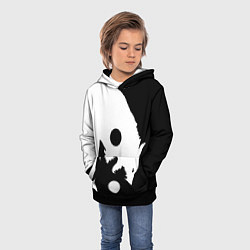 Толстовка-худи детская Волки Инь и Янь Добро и Зло, цвет: 3D-черный — фото 2
