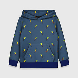 Толстовка-худи детская Тукан паттерн, цвет: 3D-синий